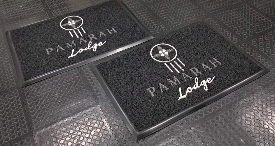 Custom Pamarah Lodge logo mat supplied by COBA Flooring and Holler Trade.